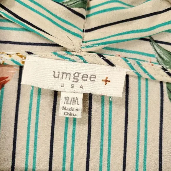 Umgee Cardigan Xl 1XL Mixed Pattern Striped Floral Print Open Front Duster - Picture 6 of 12